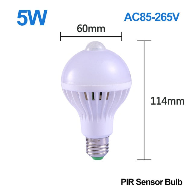 E27 Smart Led Night Light Lamp with Motion Sensor Lights Bulb 220V 5/7/9/12/18W