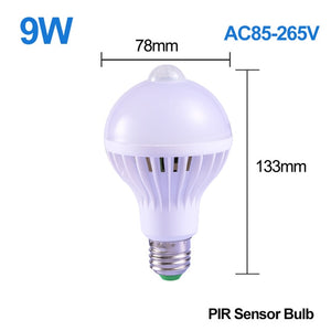 E27 Smart Led Night Light Lamp with Motion Sensor Lights Bulb 220V 5/7/9/12/18W